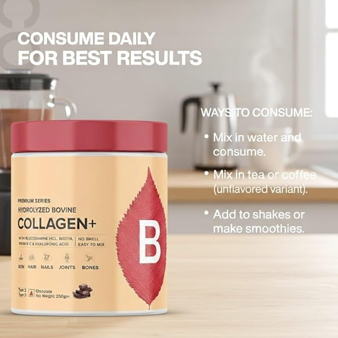 Collagen (250gm Orange) with Biotin Hyaluronic Acid Zinc Vitamin C &amp Glucosamine | for Skin Hair Nails &amp Joints