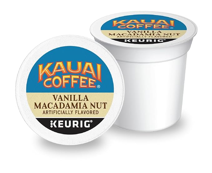 Kauai Coffee K-Cup Pods - Vanilla Macadamia Nut Flavor – Premium Arabica 10 CT (Pack of 2)