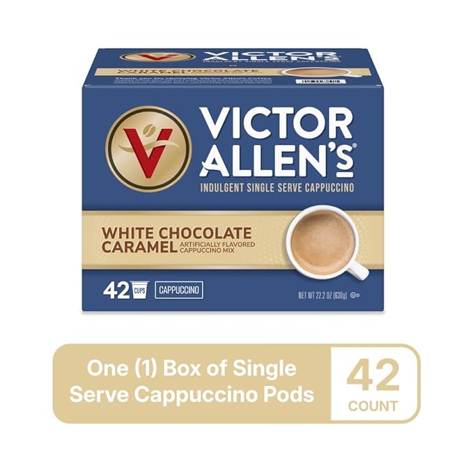 Victor Allen's Coffee White Chocolate Caramel Flavored CappuccinoServe Cups for Keurig K-Cup Brewers42 Count (Pack of 2)