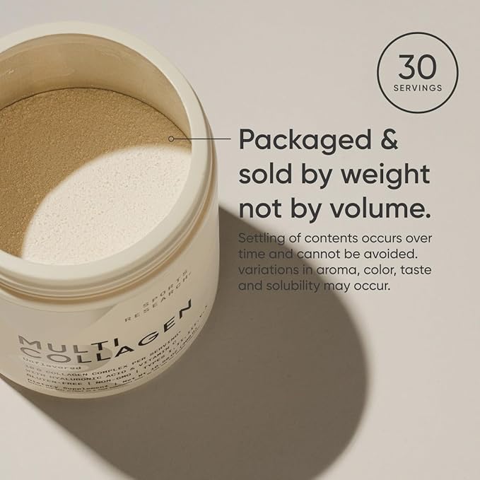 Sports Research® Multi Collagen Protein Powder - Food Sourced Collagen Peptides (Type I II III V X) with Hyaluronic Acid + Vitamin C - Gluten Free · Non-GMO · 30 Servings (Unflavored)