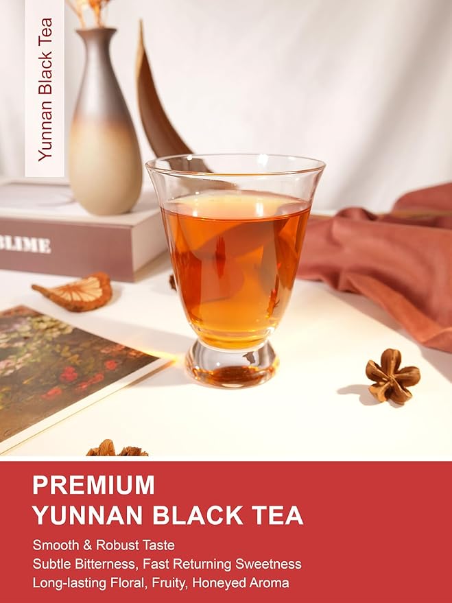 TeeLux Black Tea Loose Leaf Premium Yunnan Black Tea Floral Aroma Smooth &amp Full-bodied Taste Hot &amp Iced Tea 16oz