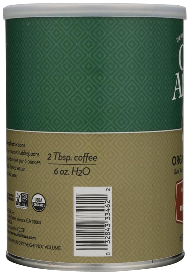 Cafe Altura Regular Roast Coffee Ground Organic 12.0 OZ (Pack of 2)