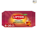 Lipton English Breakfast Tea Bags Flavored Teabags 120 Total Bags (20ct - Pack of 6)