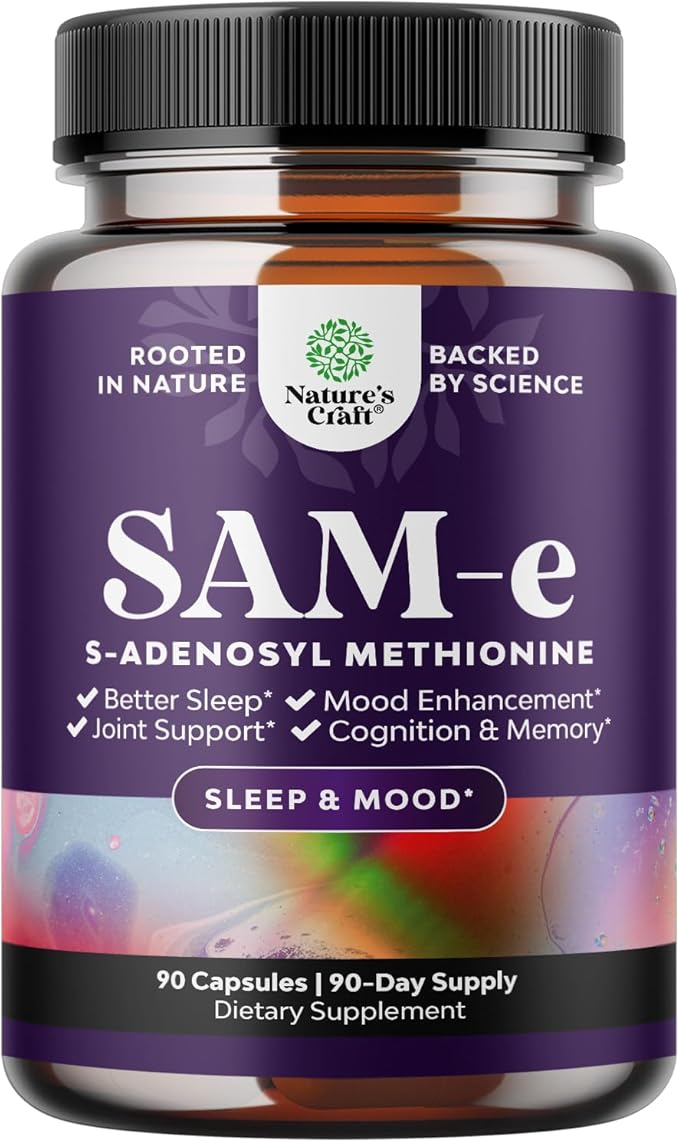Pure SAM E Supplement 150mg - Nootropic Same 150mg Per Serving for Memory &amp Brain Support Joint &amp Liver Health - Natural S-adenosylmethionine for Mood Balance - 90 Count