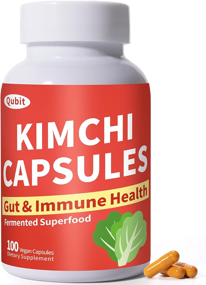 QUBIT Kimchi Capsules Kimchi Supplement Probiotics &amp Enzymes Supports Gut &amp Digestive Health Taste Well One Fermented Superfood for Antioxidant Support 90 Vegan Capsules Pills