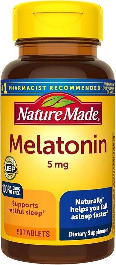 Nature Made Melatonin 5mg Tablets 90 Count for Supporting Restful Sleep