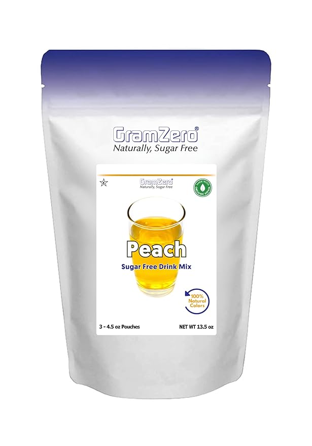 GramZero Peach Zero Calorie Sugar Free Drink Mix Great For Nutrition Club Loaded Teas Stevia Sweetened