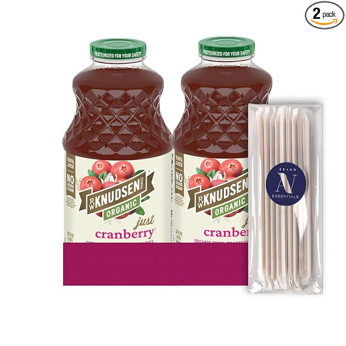 R.W. Knudsen Organic 2-Pack Organic Just Cranberry Fruit Juice 100% USDA Organic 32 fl oz Glass Bottle + 1 Utility Freebie by Lavinia
