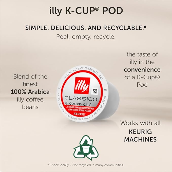 illy Coffee K Cup Pods for Keurig Machines Classico Medium Roast 100% Arabica Premium Italian Coffee 32 Count 1 Pack