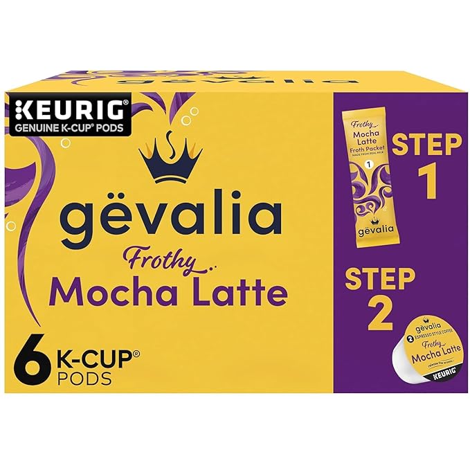 Gevalia Cappuccino K-Cup Pods with Froth Packets + Mocha Latte Espresso K-Cup Pods with Froth Packets (Variety Pack)