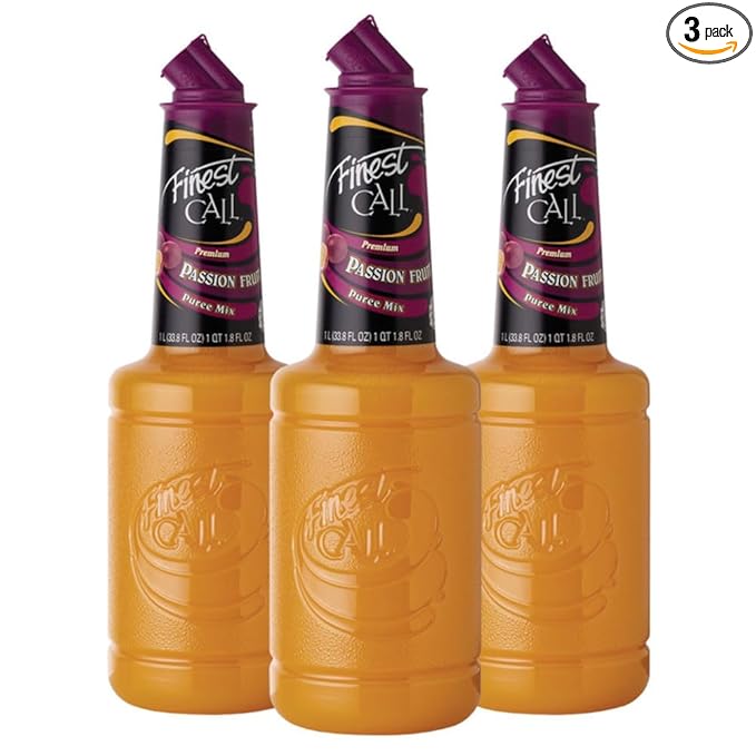 Finest Call Premium Passion Fruit Puree Drink Mix 1 Liter Bottle (33.8 Fl Oz) Pack of 3