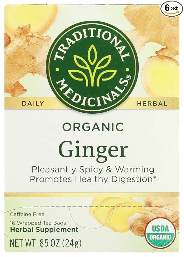Traditional Medicinals Organic Ginger 16-Count Boxes (Pack of 6)