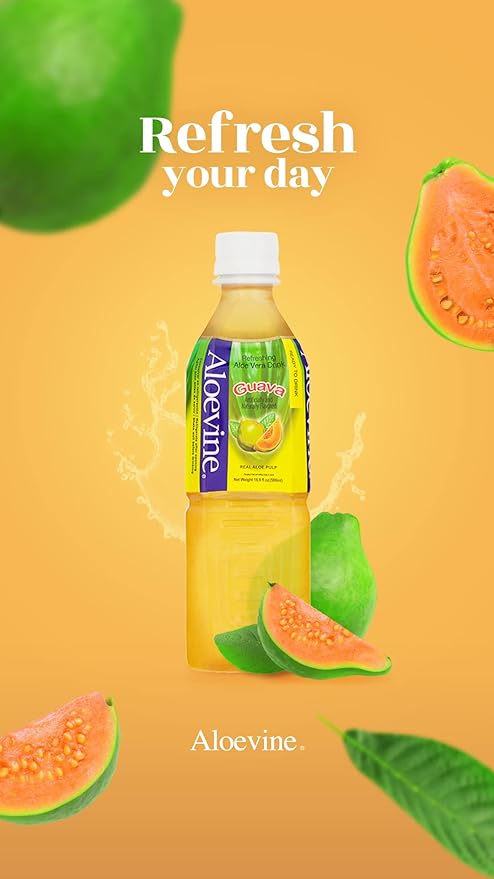 Aloevine Aloe Vera Drink (Guava 16.9 oz 20 Pack)