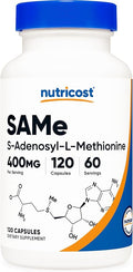 Nutricost SAM-e (S-Adenosyl-L-Methionine) 400mg Per Serving 60 Servings 200mg Per Capsule 120 Capsules - Non-GMO Gluten Free Same Vegetarian