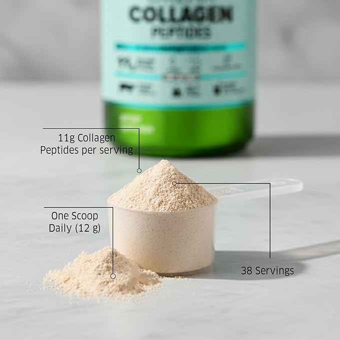 ORZAX Collagen Peptides Powder - 11 g Collagen Type I &amp III Biotin &amp Hyaluronic Acid 16 oz (Unflavored)