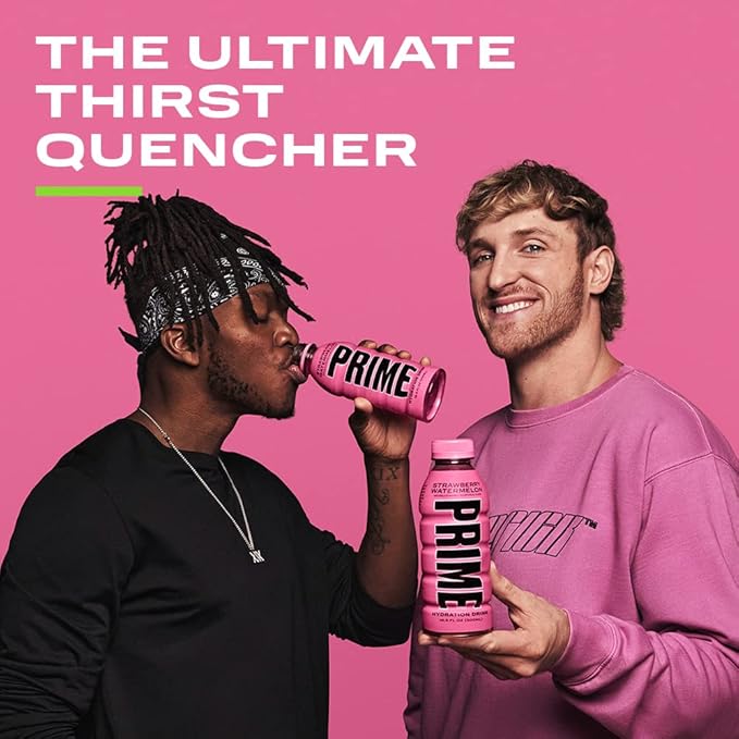 PRIME Hydration STRAWBERRY WATERMELON Sports Drinks Electrolyte Enhanced for Replsnishing Fluids 250mg BCAAs B Vitamins Antioxidants Low Sugar 16.9 Fl Oz 12 Pack