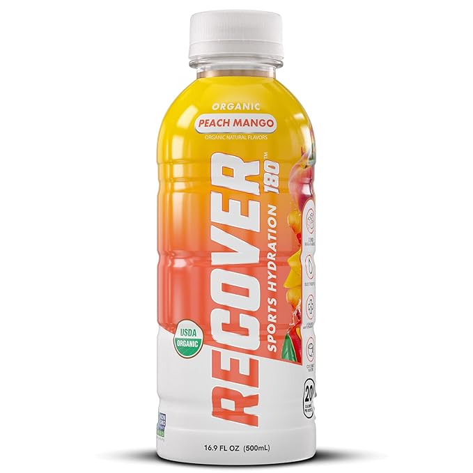RECOVER 180 Organic Sports Hydration Drink No Sugar Added 20 Calorie Sports Beverage Organic Flavors With Vitamins Potassium-Packed Electrolytes (16.9 Fl Oz (Pack of 12) Variety Pack)