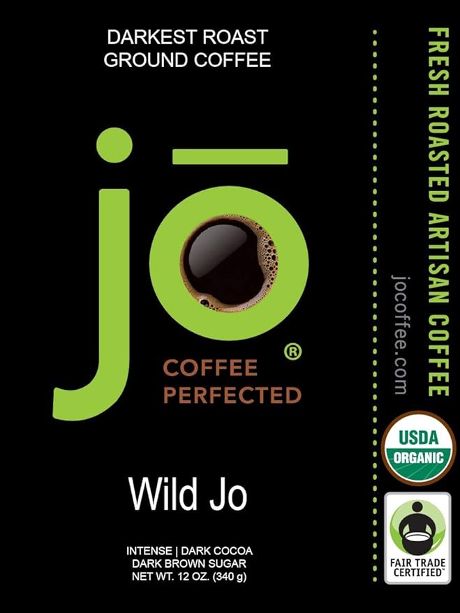 JO COFFEE: New York Jo Signature Blend No Fun Jo Decaf Swiss Water Process Wild Jo Bold Dark Strong Rich and Colombia Jo Medium Roast 12 oz each USDA Certified Gourmet Coffee Gluten-Free