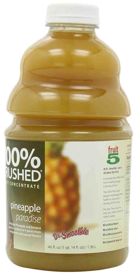 Dr. Smoothie 100% Crushed Fruit Concentrate Pineapple Paradise 46-Ounce Bottles (Pack of 2)