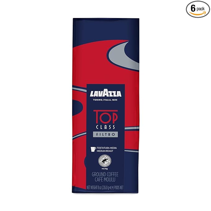 Lavazza Top Class Filtro Ground Coffee Medium Roast 8 Ounce (Pack of 6)