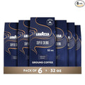 Lavazza Super Crema Ground Coffee Medium Roast Arabica and Robusta Blend 32 oz Bag (Pack of 6)