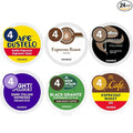 Espresso Style Dark Roast Italian K-Cup Pods Coffee Variety Pack Sampler Includes Cafe Bustelo Eight O'Clock Barista Prima Coffeehouse Lavazza Green Mountain Black Granite for Keurig Brewers (24 C