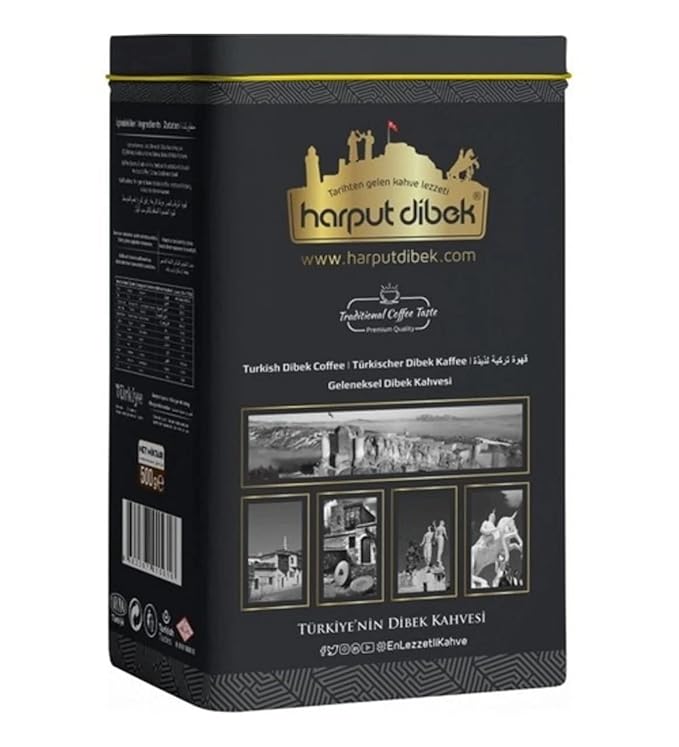 Harput Dibek Ground Coffee Arabica Fine Grade Medium Roast 500 Gr - 18 Oz Cardamom Coffee 1 Canister