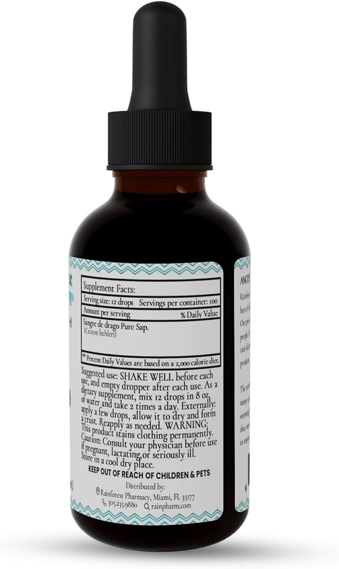 Sangre de Drago (or grado) Peruvian Dragon’s Blood Liquid (2oz) | 100% Pure Liquid Sap Ecologically Wildcrafted Croton Lechleri Dragon’s Blood for Digestive and Skin Health