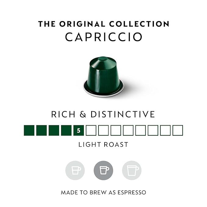Nespresso Capsules Original Line Capriccio Medium Roast Espresso Coffee 50 Count Coffee Pods