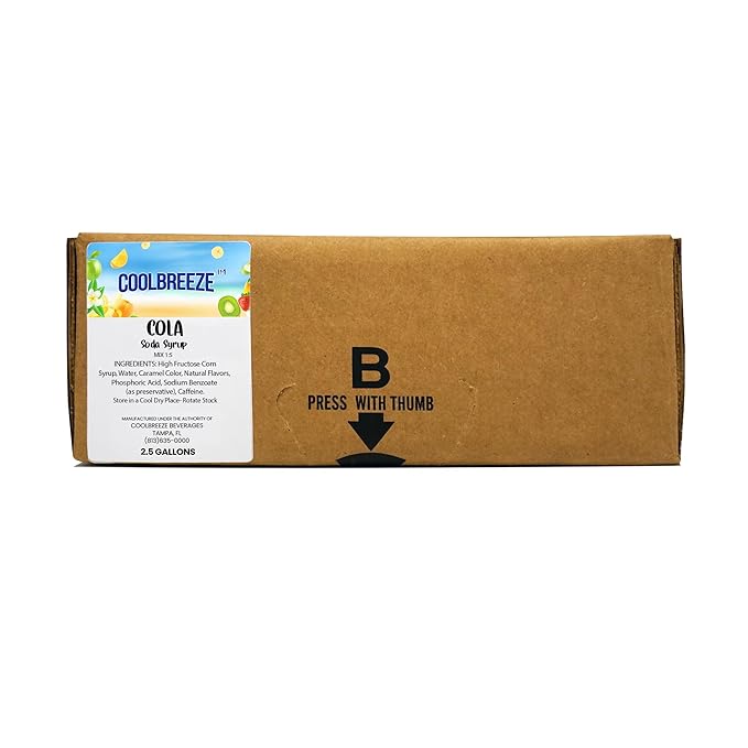 Coolbreeze Beverages Soda Flavor Syrup Concentrate 2.5 Gallon BIB Bag-In-Box - Original Cola