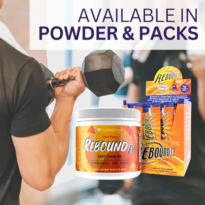 Youngevity Rebound Fx Citrus Powder 360g – Supplement for Energy Enriched with Vitamins Minerals and Antioxidants – Immune System Booster Powder - Energy Vitamins Drink Mix for Women &amp Men (2 P