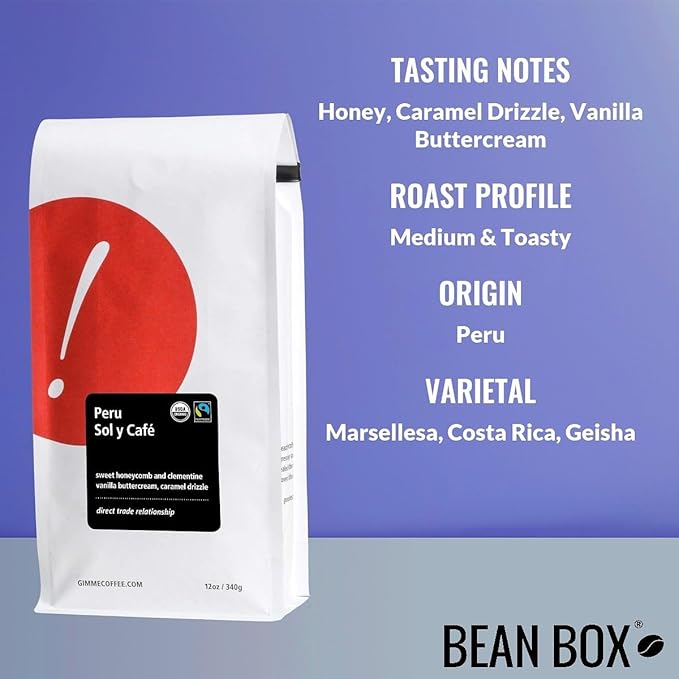 Peru Sol y Café - Certified Fairtrade Organic - Roasted by Gimme! Coffee - Whole Bean Coffee - 2 Pound Bag