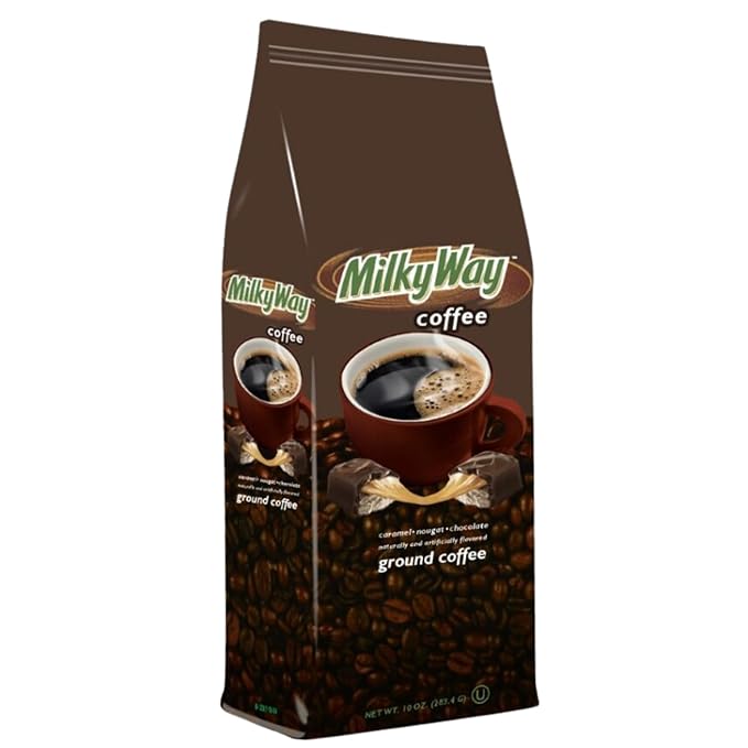 Milky Way Chocolate Caramel Nougat Flavored Medium Roasted Ground Coffee - 10 Ounce Bag (Pack of 6)