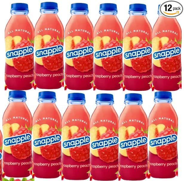 Snpple Raspberry Peach 16 fl oz recycled plastic bottle 12 pack