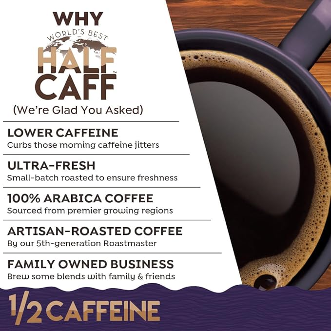 World's Best Half Caff Espresso Roast Coffee Pods 100 ct Dark Roast in Single Serve Pods – 100% Arabica Coffee Compatible with Keurig K Cups Maker