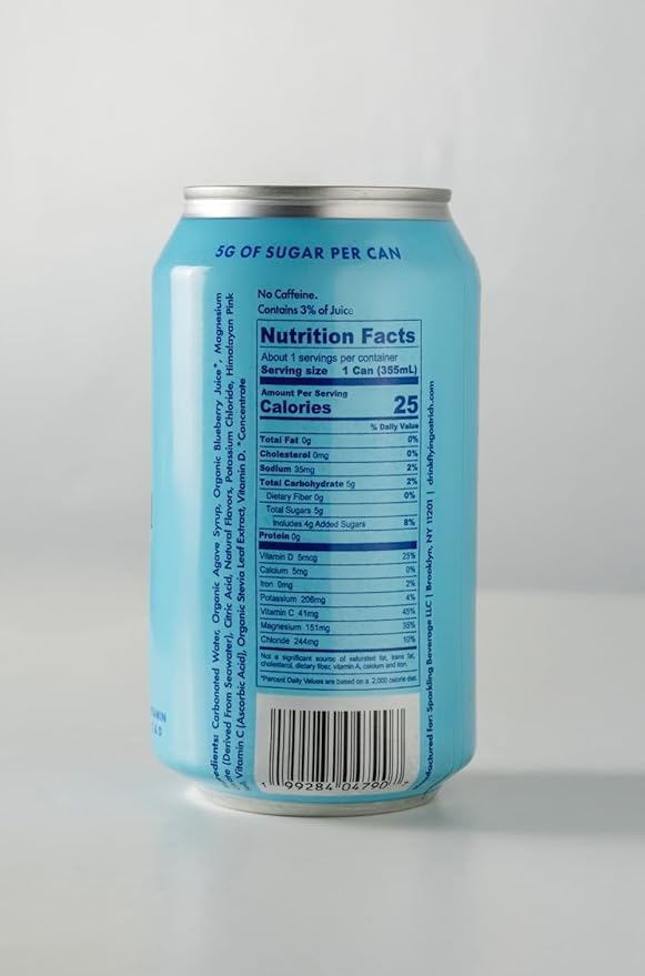 Flying Ostrich Flyberry Sparkling Electrolyte Hydration Drink - Blueberry Flavored with Ocean Minerals Magnesium &amp Vitamin C &amp D Low Sugar No Artificial Sweeteners 12 FL OZ Cans Pack of 1