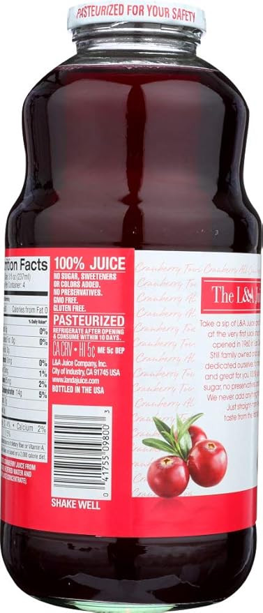 L &amp A Juice All Cranberry 18x 32OZ