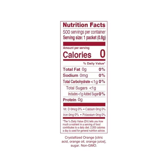 True Orange 500ct (Pack of 1) - Water Enhancer - Bulk Dispenser - 0 Calorie Drink Mix Packets For Water - Orange Flavoring Powder Packets