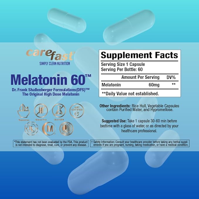 Pure Melatonin 60mg | 240 High-Dose Easy-to-Swallow Capsules | Natural Sleep Aid | Non-Habit Forming | Holistic Wellness