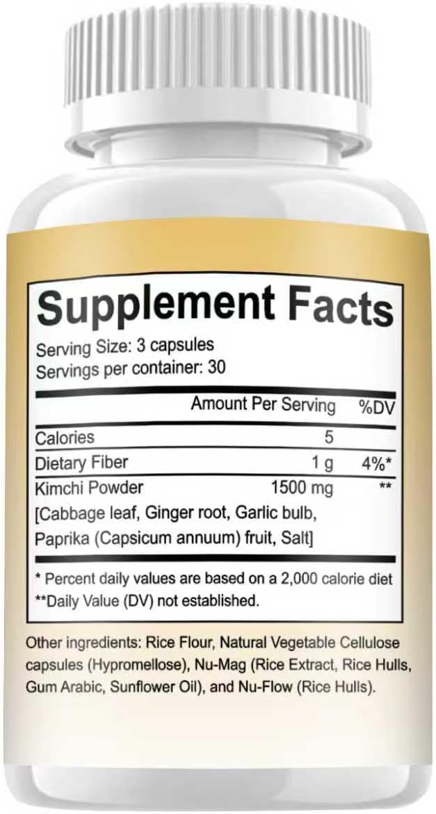 Kimchi Capsules Kimchi Supplement Probiotics &amp Enzymes Supports Gut &amp Digestive Health Taste Well Fermented Superfood for Antioxidant Support 90 Vegan Capsules