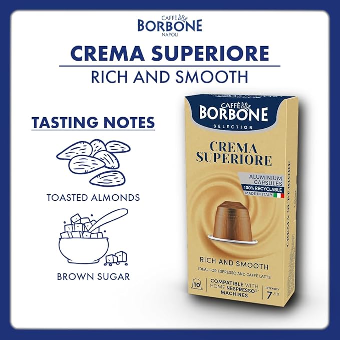 Caffè Borbone Crema Superiore Aluminum Capsules Compatible with Nespresso Original Machines Medium Roast 50 Count