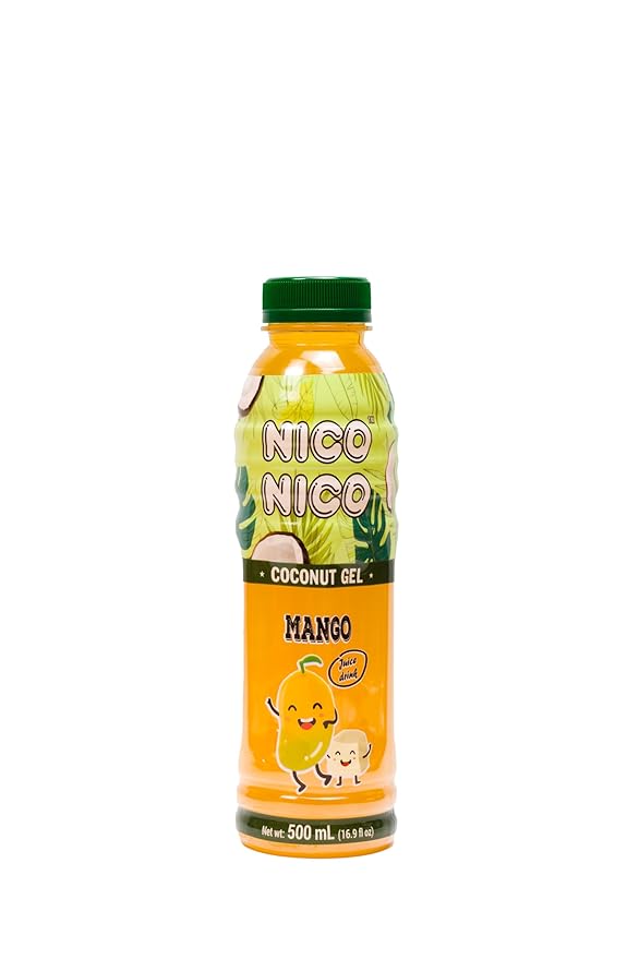 Niconico Mango juice drink with nata de coco 30% fruit juice (16.9 floz 6 Pack)