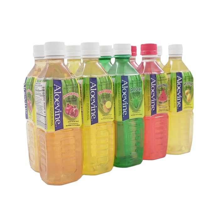 Aloevine Aloe Vera Drink juice l variety |16.9 oz. pack of 10 l 2 original 2 watermelon 2 mango 2 pomegranate 2 pineapple | plant based Vegetable Korean drinks
