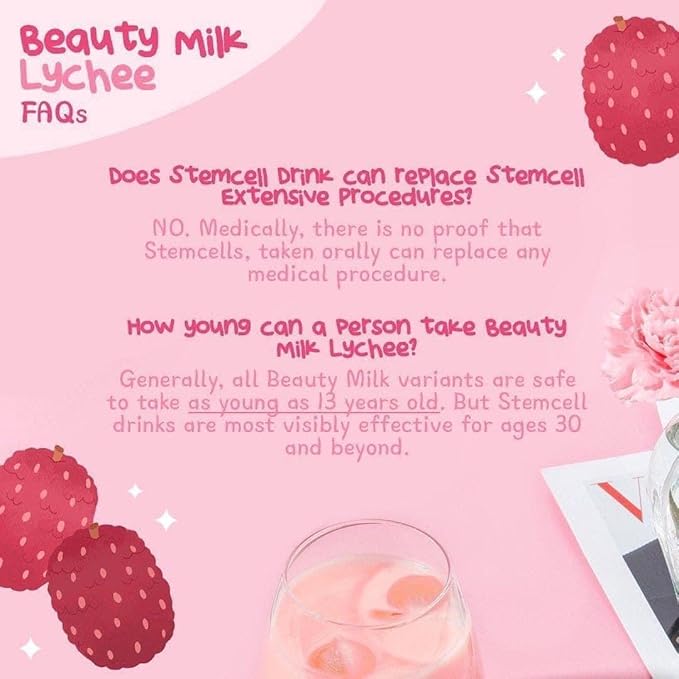 Dear Face Beauty Milk Japanese Collagen Lychee Drink Twin Pack - 50000mg Hydrolyzed Collagen