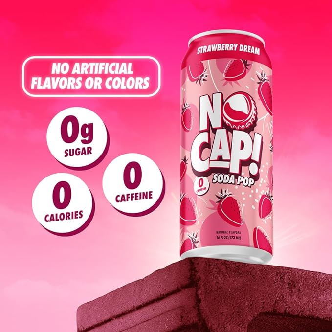 No Cap Soda Pop Strawberry Dream 16 fl oz (Pack of 12)