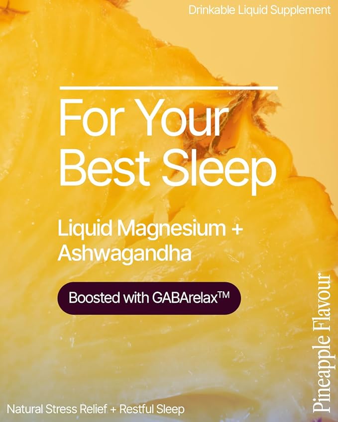 BeMe Magnesium Drink for Sleep - Melatonin-Free Magnesium for Sleep with Ashwagandha L-Theanine &amp GABA - Fast-Absorbing Calm Pineapple - 15 Sachets