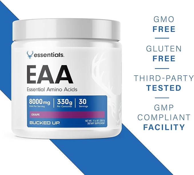 Bucked Up Essential Amino Acids - EAA Powder - Easy Mix Non Clumping Formula - for Pre/Intra Workout - Grape Flavor - 30 Servings - 11.6 oz