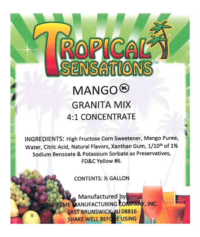 Tropical Sensations Mango Granita Slushie Mix – 6 Bottles 64 oz Each – Non-Alcoholic Frozen Drink Mix for Slush Machines – Bulk Case