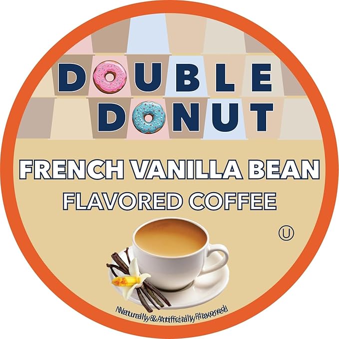 Double Donut Coffee French Vanilla Coffee Medium Roast Flavored Coffee Pods for Keurig K Cups Makers from Double Donut 72 Count (Pack of 1)