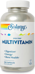 SOLARAY Spectro Multivitamin with Iron - Multi Vitamin with Calcium Magnesium Energizing Greens Herbs &amp Digestive Enzymes - Digestion Energy and Bone Health Support (60 Servings 360 Capsules